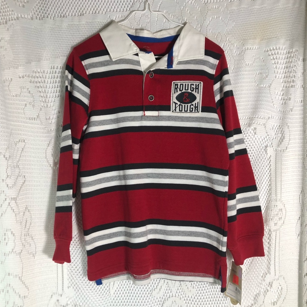 NWT Carters Long sleeved polo style shirt. Size 6